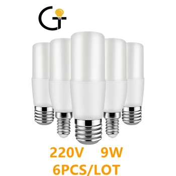 6pcs/daug LED mini kolonėlė šviesos diodų (Led) Lemputę T37 9W E27 E14 Super Šviesus 3000K/4000 K/6000k Lempa Namų Miegamojo, Biuro Apdailos