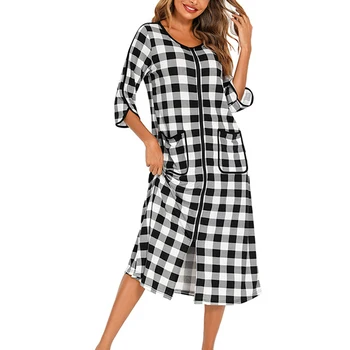 Moterų Nightgowns Rūbeliai Housecoat Zip iki Chalatas Namų Bendrabutyje, Viešbučio, Miegamojo Prarasti naktiniai drabužiai Sleepwear Moterų