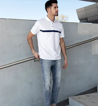 DZ205 vasaros nauji vyriški Polo Marškinėliai vyriški trumpi rankovėmis Puošnios baltos medvilnės Atvartas, T-shirt