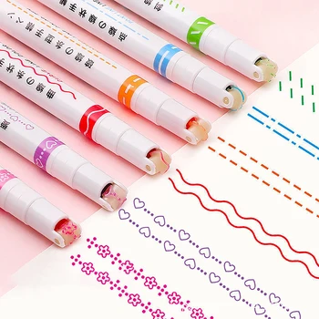 Juokinga Dviguba Linija Modelio Kontūro Pieštuką Rankoje Kopijuoti Sąskaitą Multi-colored Kreivė Pen Quick Dry Ženklas Pažymi, Tapybos žymėjimo įrankis