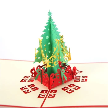 100vnt Merry Christmas 3D Pop-Up Korteles Jubiliejų, Dovanų Kortelės, Atvirukai Visoms Proga Aukštos kokybės atvirukas