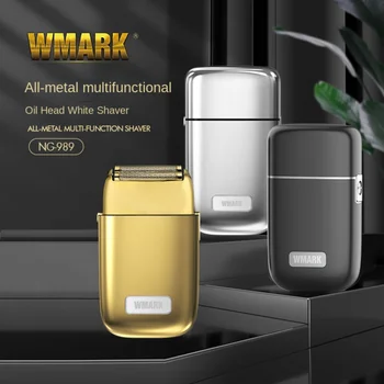 WMARK nauja NG-989 visi metalo, titano padengti ašmenys stūmokliniai USB skustuvas elektros vyrų Skustuvas