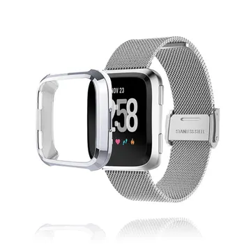 Fitbit Versa 2 3 4 Juostos Prasme 2 Lite Dirželis Su Screen Protector, TPU Atveju Bamperis Metalo Apyrankę, Atvirkščiai Watchband Priedai