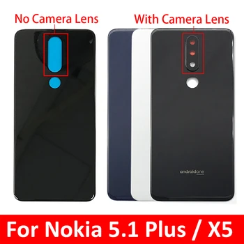 1Pcs Galinio Stiklo plokštės Baterijos Dangtelis Galinis Nokia 5.1 Plius / X5 Su Logotipu, Balta / Juoda / Mėlyna Remontas, Atsarginės Dalys