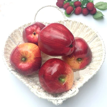 4pcs 8cm Dydžio Plastiko netikras, Dirbtinis imituojamas red delicious obuolių vaisių modelis