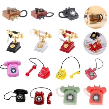 1:12 Miniatiūriniai Lėlių Modeliavimas Mini Telefonas Retro Telefono Modelis Namų Baldų Dekoro Priedai Vaikams, Žaislų, Dovanų