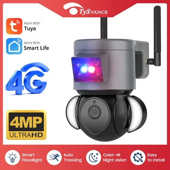 Tuya 4G Camera PTZ Kamera Dome 4MP Belaidžio ryšio GSM SIM Kortelė IP Kameros Apsaugos Smart Gyvenimo Lauko CCTV P2P ir SPINDULIŲ Naktinio Matymo 30M