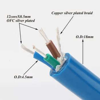 D511 Didelės Galios EMS Shield galia urmu laidas hi-end OFC sidabro padengtą AC maitinimo kabelis HiFi Šeimyna Maitinimo Laidą