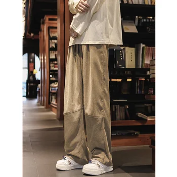 Velvetas Kelnės Vyrams Negabaritinių Retro Mados Atsitiktinis Kelnės Vyrams Japonijos Streetwear Hip-hop Prarasti Plati Koja Pants Mens Kelnės S-2XL
