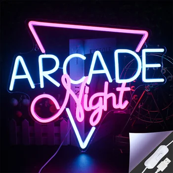 Arcade Naktį LED Neonas Pasirašyti Šviesus Arcade Led Žaidimo Kambarys, Baras, Klubas, Parduotuvė, Neoninės Šviesos, Asmeninį Sienų Dekoras USB Neoninės Šviesos